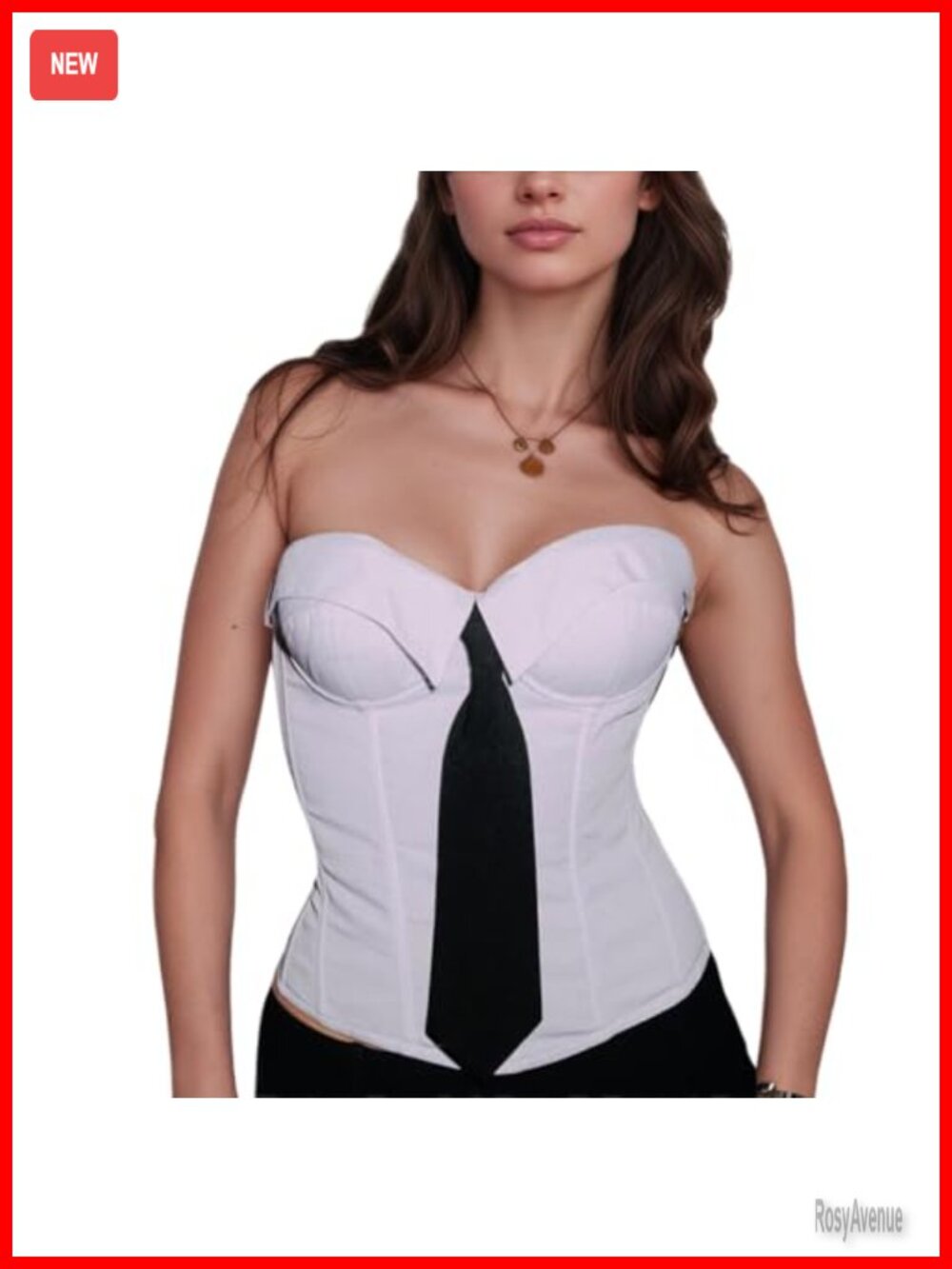 Strapless Boned Corset Bustier Tie Detail Office Chic Tube Top